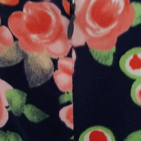 Charter Club Pleated Scoop Neckline Navy Coral Flowered Dress Cap Slv Sz 18 NWT - Picture 13 of 15